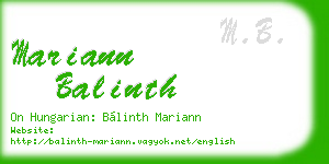 mariann balinth business card