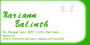 mariann balinth business card